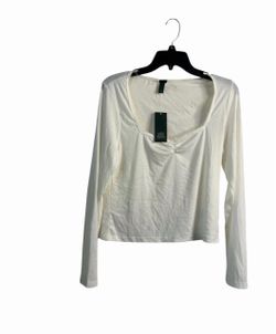 Women’s/ Junior Wild Fable White Square Neck Long Sleeve Knit Top Size L