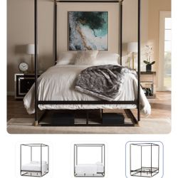 Canopy Metal Queen Size Bed Frame 