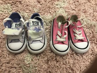 Toddler Girl Chuck Taylor Converse Sneakers. Pink And Purple. Both size 4