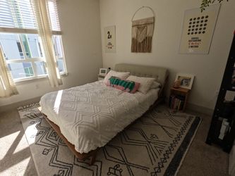 IKEA queen wood/upholstered bed frame