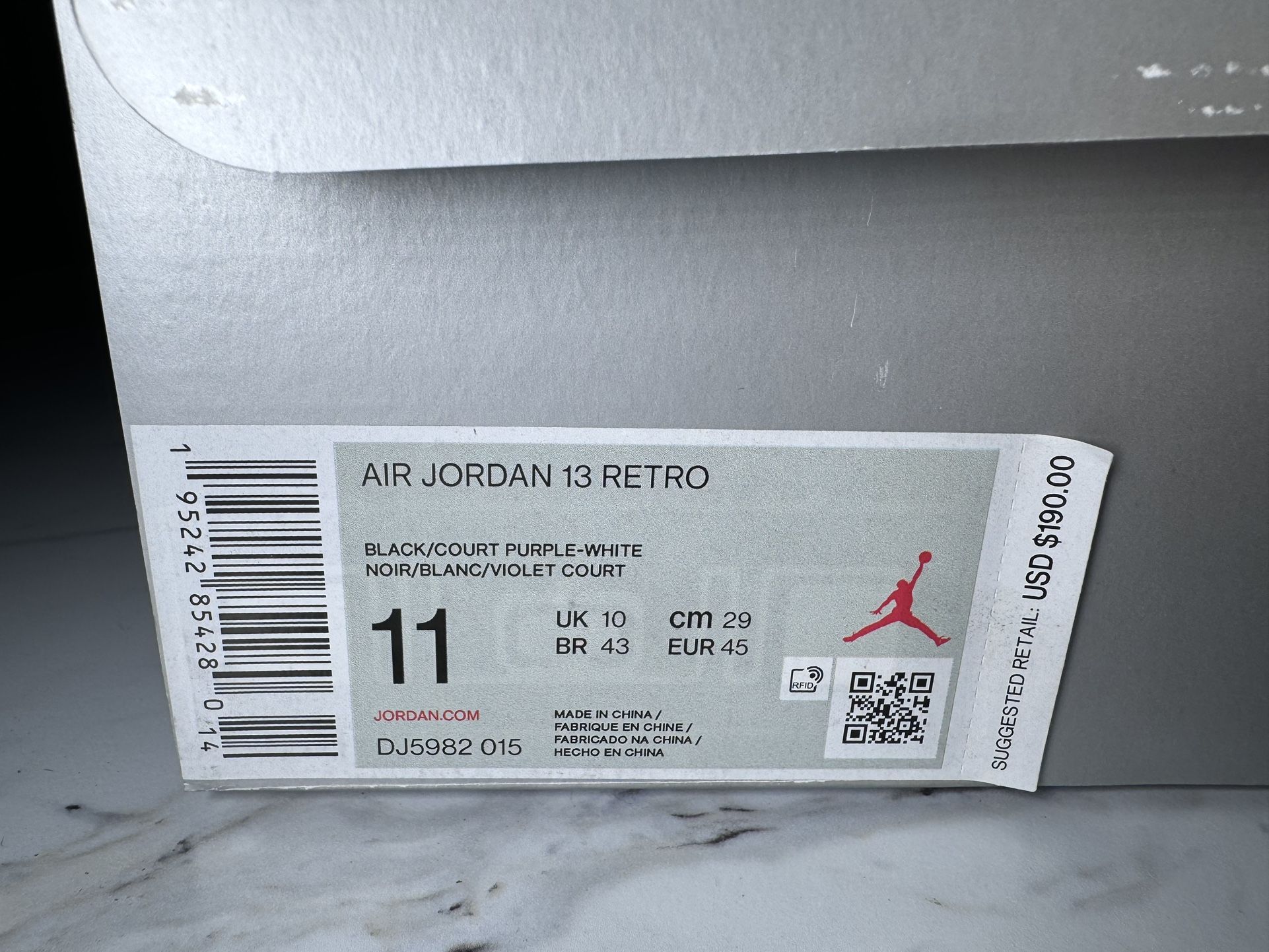 Jordan 13 Retro Court Purple (DS) Size 11