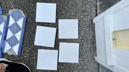 White 6” square ceramic tiles
