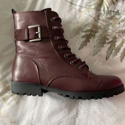 Wine Colored Size 8 Womens Combat Boots