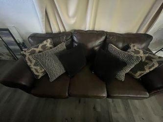 Dark Brown Leather 3-Seat Sofa