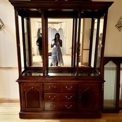 Solid Mahogany And Glass China Cabinet