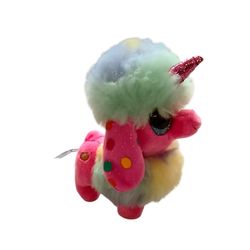 Coco Surprise Noodle The Poodle Plush Puppy Beanie Belly Dog Pink Rainbow No Cone 6"