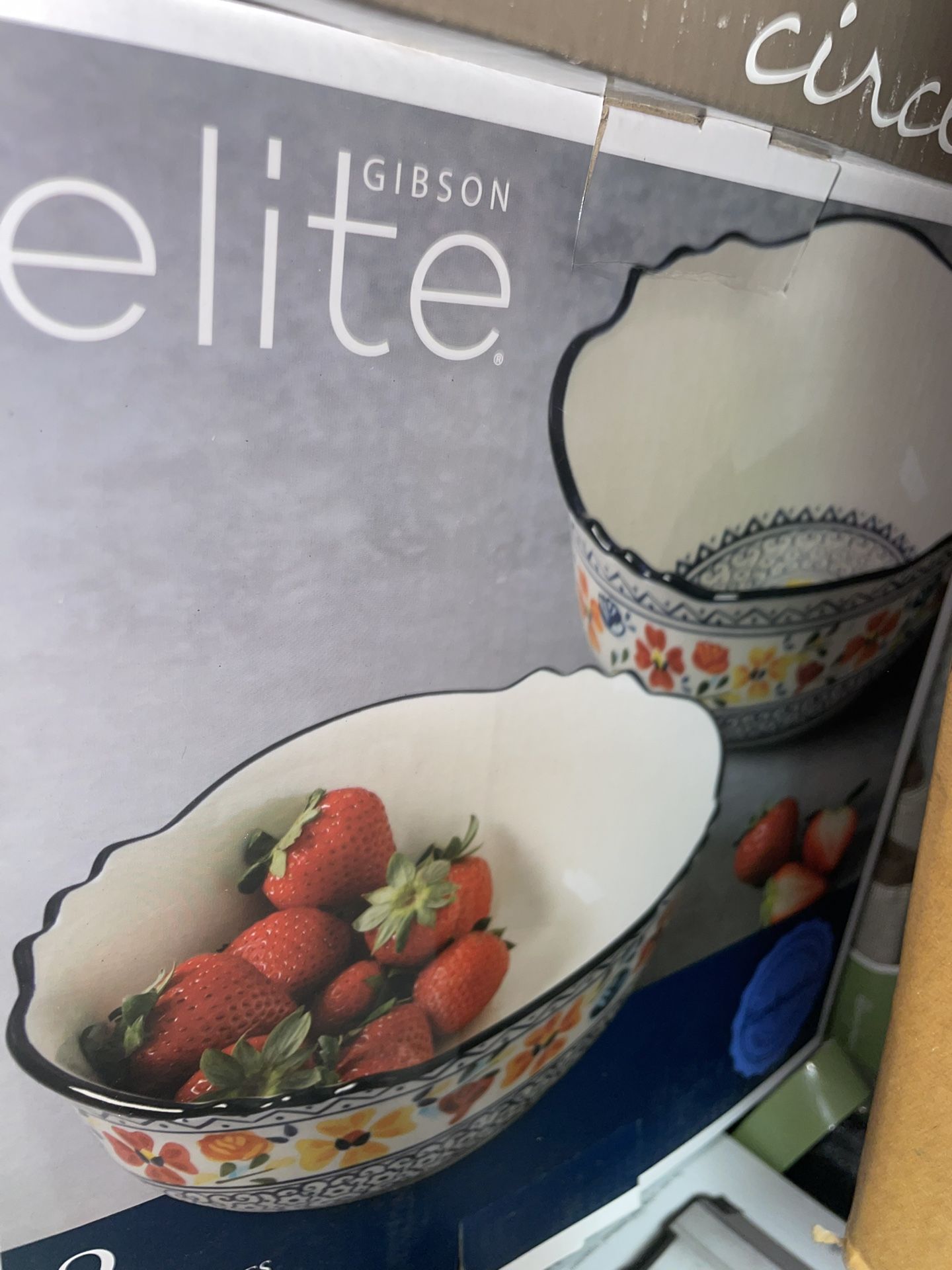 Gibson Elite Luxembourg 2-Piece Floral Hand-Painted Round Stoneware Bowl Set