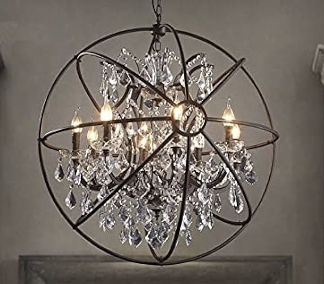 Crystal/Metal Orb Chandelier