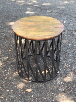 Metal and wood side table