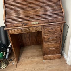 Vintage American 48" Winners Only Brand Desk S Curved Oak Roll Top Desk