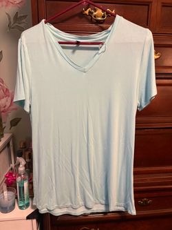 Light Blue V-Neck Short Sleeve Top