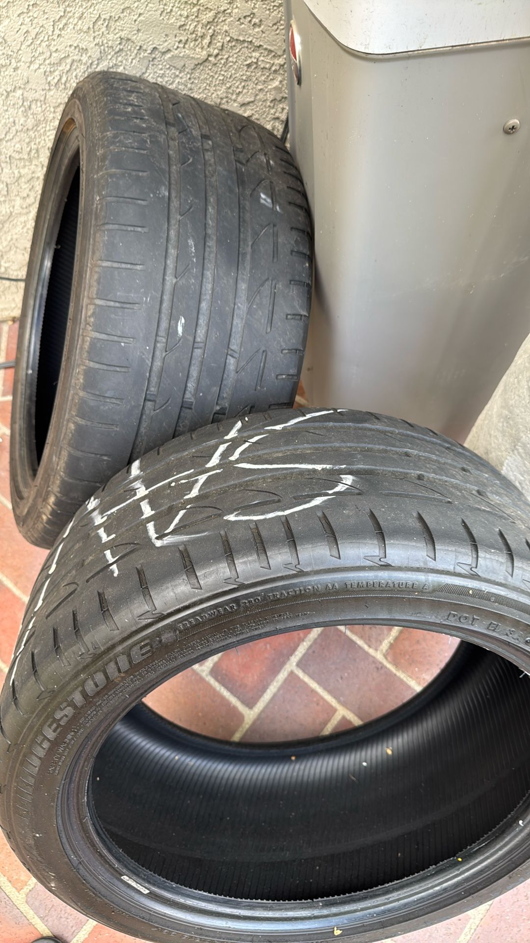 Two Bridgestone Tires 255/40/18 25% Tread Left