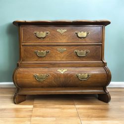 1960’s Baker Furniture Bombe Chest - Solid Wood , Brass Hardware