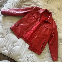Red Crocodile Leather Jacket