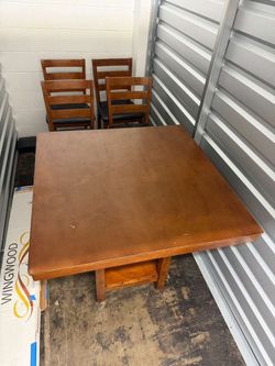 Counter Height Dining Table with 4 Chairs & Storage