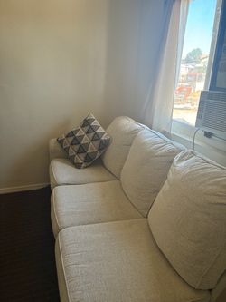 Beige Fabric 3-Seat Sofa