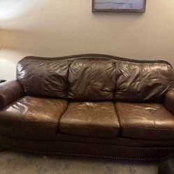 Rustic Leather Couch & Love Seat