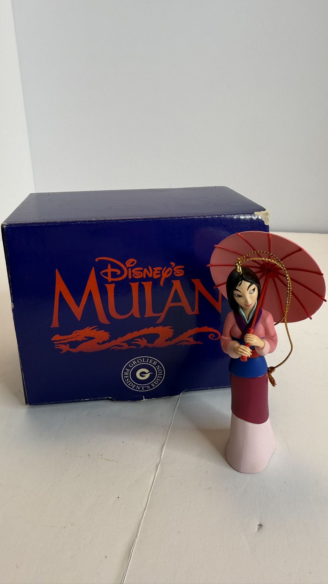 Disney Mulan Christmas Tree Ornament Grolier In Box Vintage Presidents Edition
