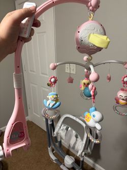 Pink Baby Crib Mobile with Music