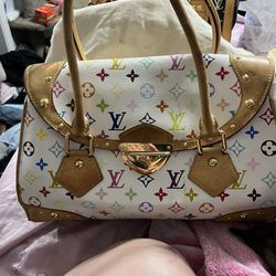 Louis Vuitton Multicolor White Beverly GM Authentic Purse With Dust Bag