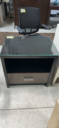 Nightstand with Glass Top and Drawer