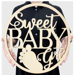 Letrero de madera para baby shower Girl Photo Props Wall Hanging Decor