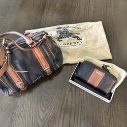 Burberry Barrel Tote Handbag And Matching Wallet
