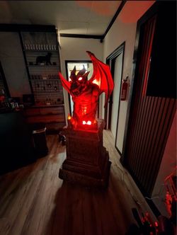 Large Gargoyle Statue with LED Flame Candles