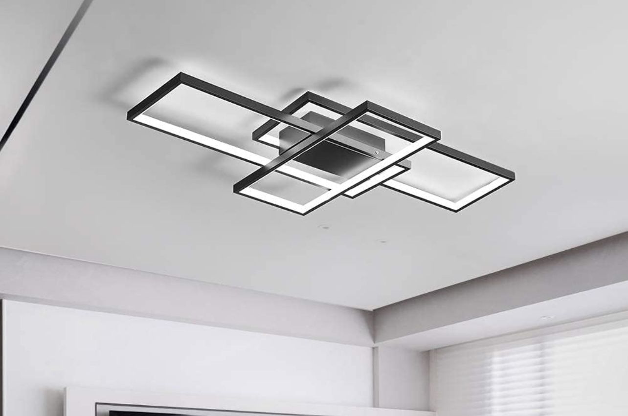 Modern Ceiling Light, 78W LED Ceiling Lamp Black Square Acrylic Flush Mount Ceiling Lights Fixture for Bedroom Living Room Kitchen Office netural ligh