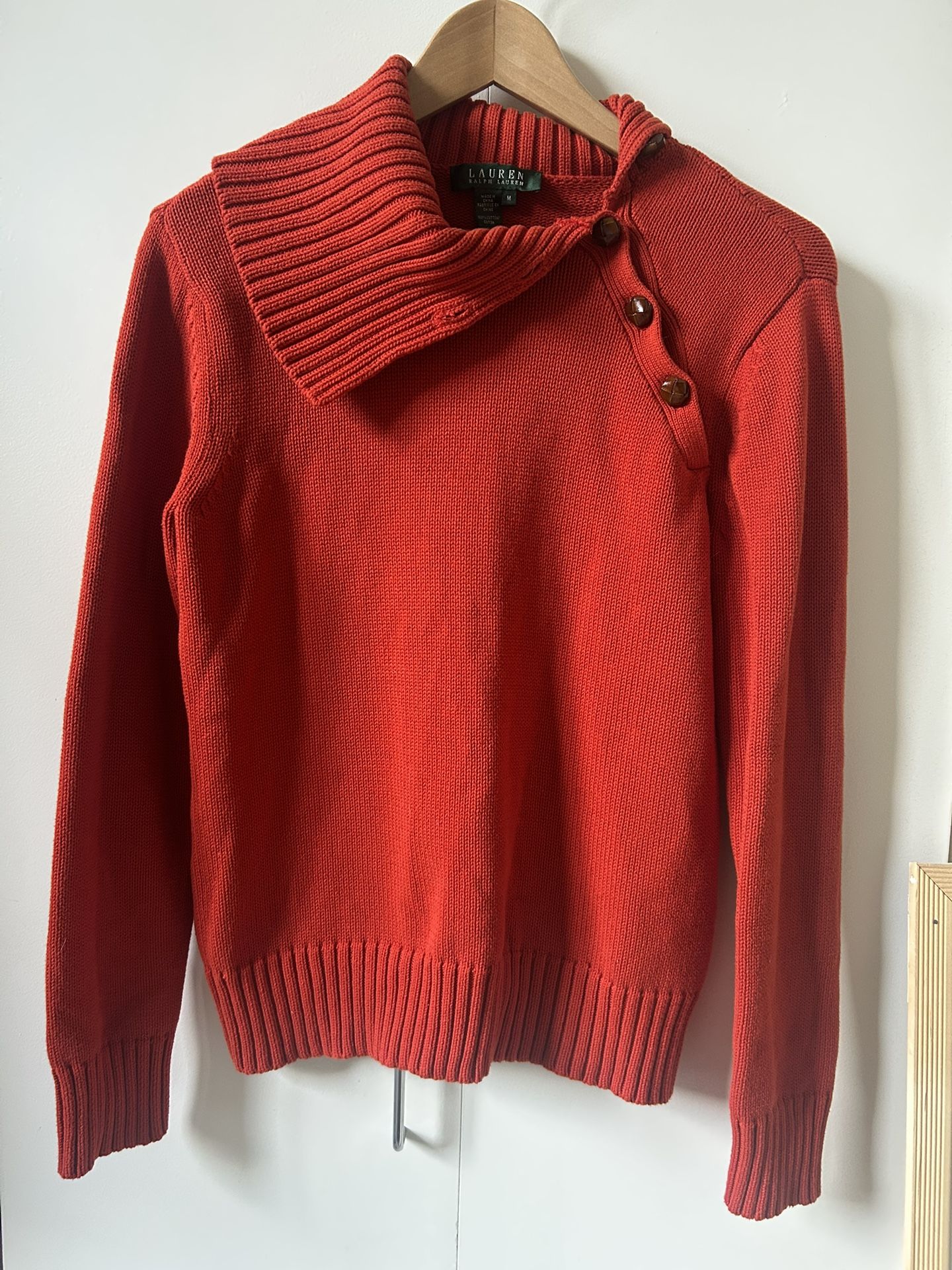 Lauren Ralph Lauren 100% cotton knit red sweater size M