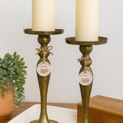 Domain India Elegant Brass Candle Holders NWT