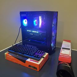 Custom Built Gaming PC, Steelseries Apex Pro TKL Keyboard, HyperX Fury S XL Gaming Mouse Pad.