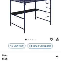 Blue Loft Bed With Desk Full Size 