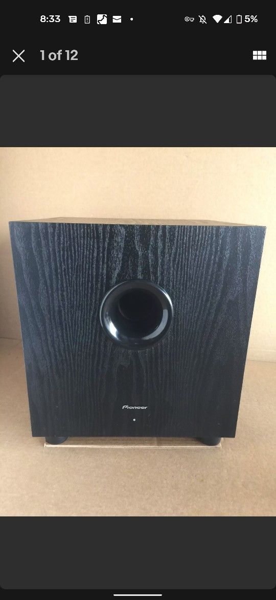 Pioneer SW 8MK2 Powered Subwoofer 100 Watt Inch Woofer WORKS