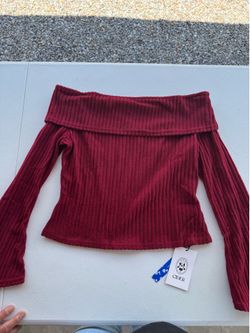 Red off the shoulder shirt