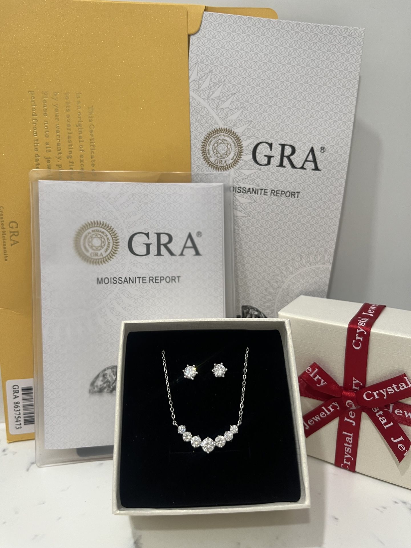 Moissanite Diamond Necklace Earrings GRA Certificate 