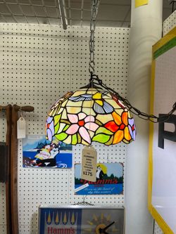 Hummingbird Lead Glass Hanging Lamp