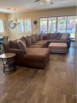 “Custom Richardsons Shelbee sectional (see link” with chaise lounge and ottoman.”