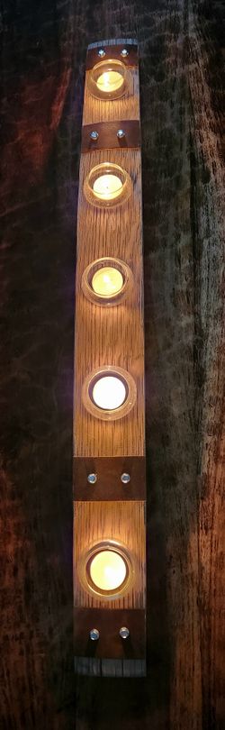 Unique Centerpiece Bourbon Barrel Candle Stave