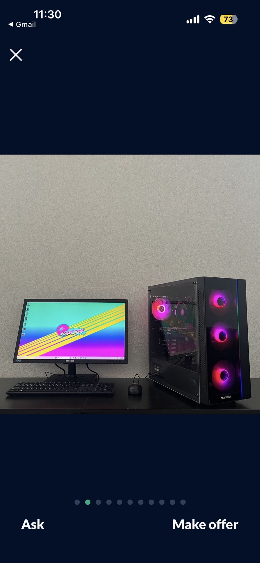 FAST Custom Midrange Gaming PC Computer (Ryzen 5 3400G, GTX, 1660, 32GB RAM, 256 GB NVMe + 2TB HDD, WiFi)