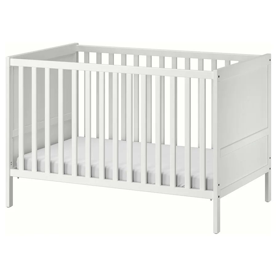 White Baby Crib With Mattress