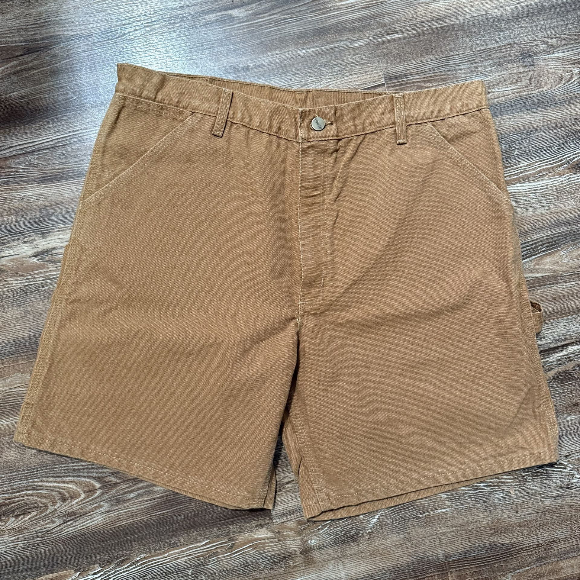 VTG Carhartt B25 Work Shorts Sz 36 Duck Brown Carpenter USA Made NWOT 90s