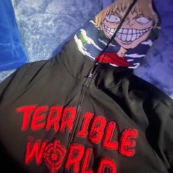 Full Zip Up Terrible World Hoodie