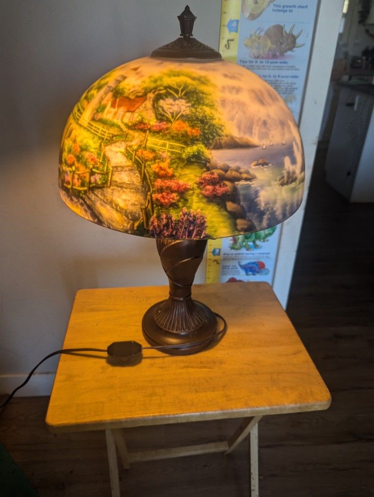 Tiffany Style Table Lamp Stained Glass Floral Decor Nightstand Bedroom Office
