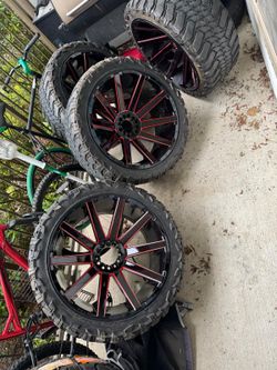 Black and Red 6-Lug Wheel; 24x12