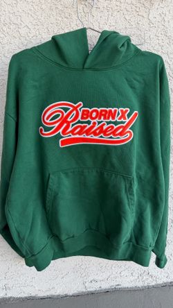 BXR BORN RAISED STITCHED GREEN HOODY SZ LARGE  SUPREME UNDFTD STUSSY NIKE SB