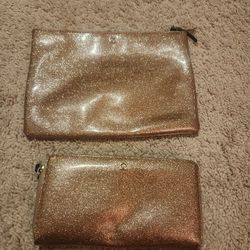 Kate Spade Mavis Street Neda Zip Around Glitter Clutch & Wallet Rose Gold