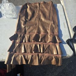 Pleaded Leather Skirt