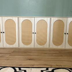 Rattan Sideboard Buffet Cabinet (Set of 3)