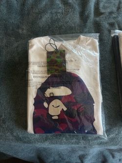 Bape shirt white with purple      SIZE:S